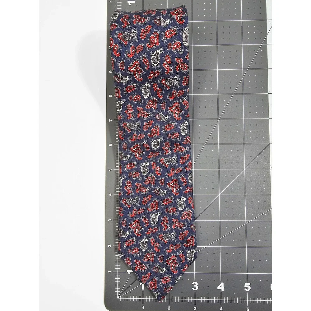 Duxbury Ltd Vintage Red White Blue Paisley XL 63 Inches  Silk Tie 80s 90s Preppy
